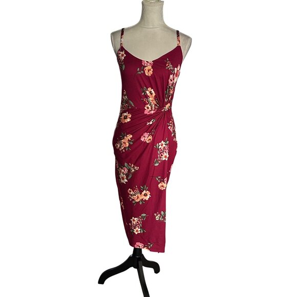 Nine Britton Vivienne Twist-Front Fitted Midi Floral Dress Sleeveless S NWOT - Picture 1 of 9